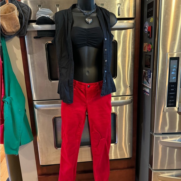 Red corduroy Tripp pants, low rise, women’s size 7 - Picture 1 of 8